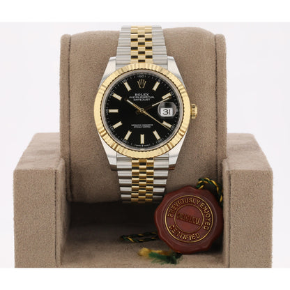 Rolex Datejust 41mm Stainless Steel 18k Yellow Gold Black Dial 126333