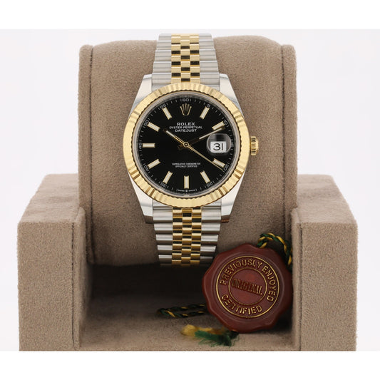 Rolex Datejust 41mm Stainless Steel 18k Yellow Gold Black Dial 126333