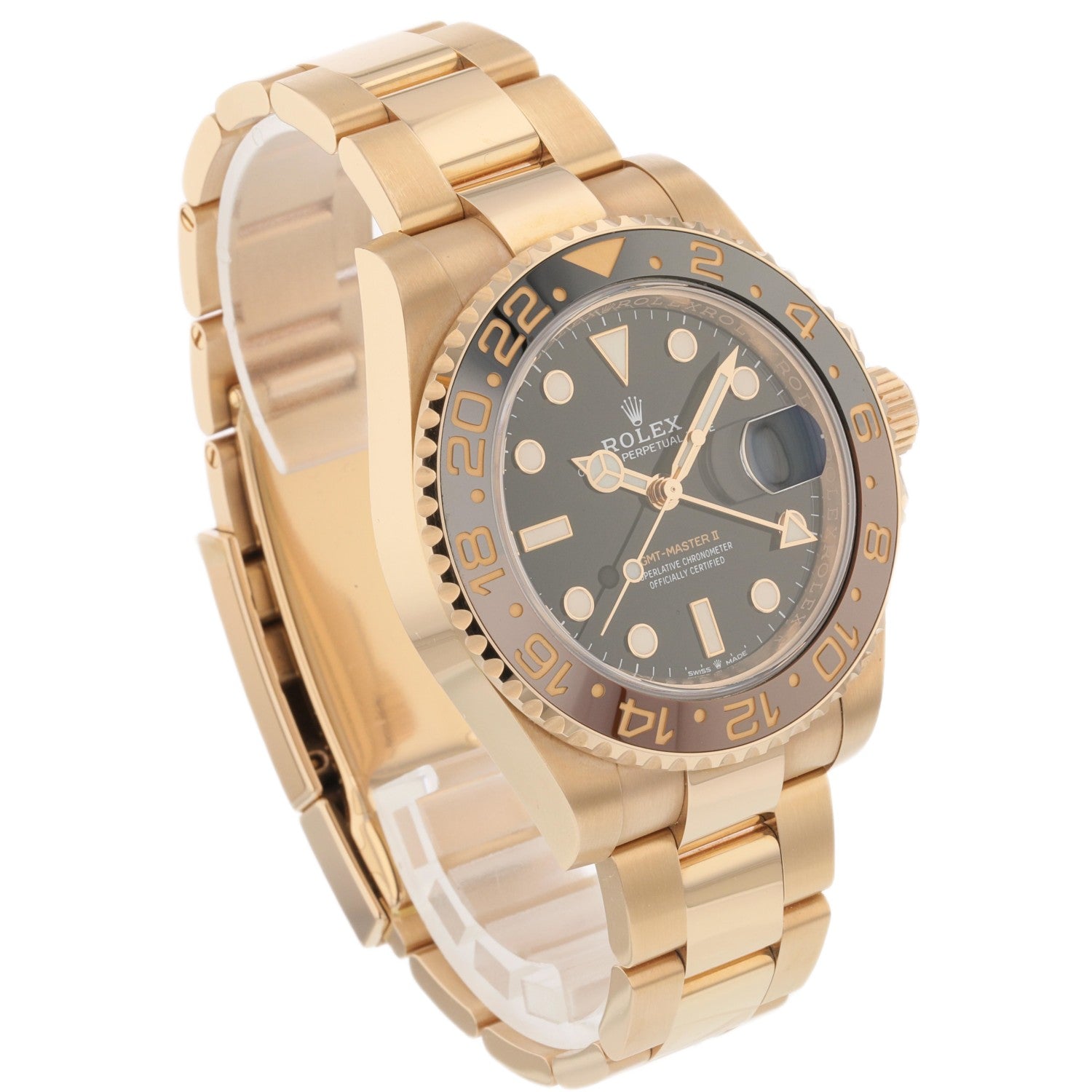 キャメル 栃木レザー 編み マジェステ Rolex GMT Master II Everose Chocolate Ceramic 126715chnr - Beverly