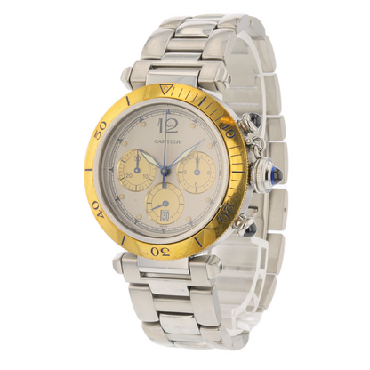 Cartier Pasha 38mm Chronograph 18K Yellow Gold and Stainless Steel W31011H301