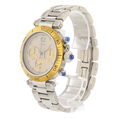Cartier Pasha 38mm Chronograph 18K Yellow Gold and Stainless Steel W31011H301