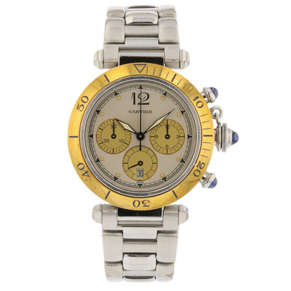 Cartier Pasha 38mm Chronograph 18K Yellow Gold and Stainless Steel W31011H301