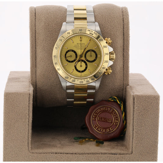 Rolex Daytona Zenith Yellow Gold Stainless Steel Champagne Dial 16523