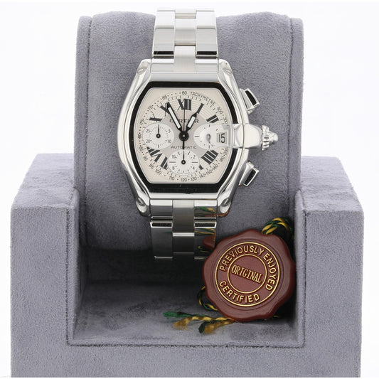 Cartier Roadster Chronograph XL Stainless Steel Silver Dial W62006X6