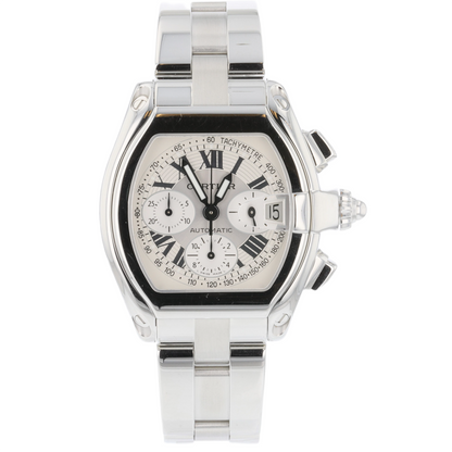 Cartier Roadster Chronograph XL Stainless Steel Silver Dial W62006X6