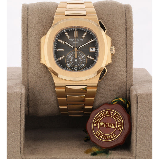 Patek Philippe Nautilus Chronograph Rose Gold Black Dial 5980/1R-001