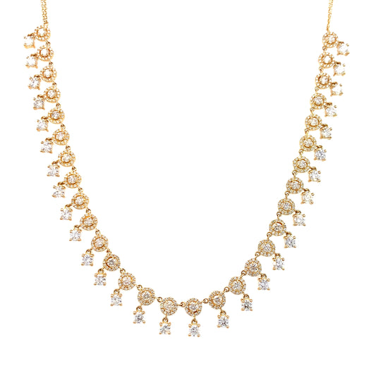 Diamond Dangle Drop Yellow Gold Necklace