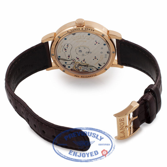 A. Lange & Sohne Grand Lange 1 Moonphase Silver Dial 18k Rose Gold Alligator Strap 139.032 MR9HDX - Beverly Hills Watch Company Watch Store