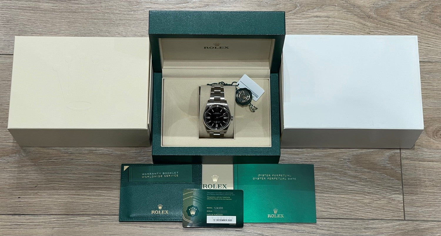 Rolex Oyster Perpetual 41mm Stainless Steel Black Dial 124300 - Beverly Hills Watch Company