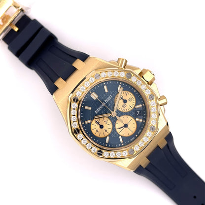 Audemars Piguet Offshore 37mm Diamond Bezel Blue Dial 26231BA.ZZ.D027CA.01 A97DT7 - Beverly Hills Watch Company