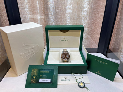 Rolex Datejust 41mm 18k Rose Gold Stainless Steel Chocolate Dial 126301 - Beverly Hills Watch Company