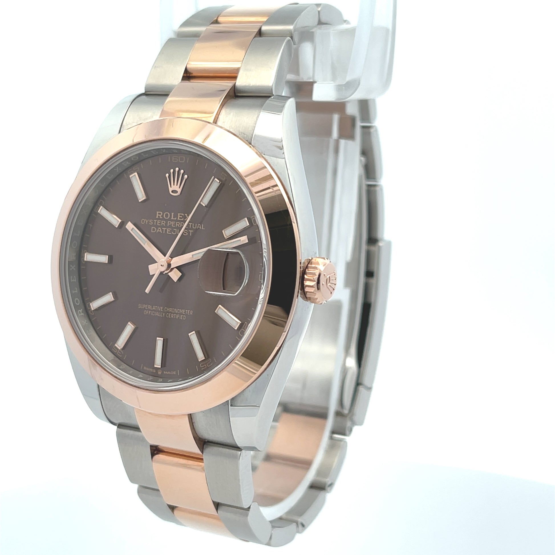 Rolex Datejust 41mm 18k Rose Gold Stainless Steel Chocolate Dial 126301 - Beverly Hills Watch Company