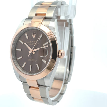 Rolex Datejust 41mm 18k Rose Gold Stainless Steel Chocolate Dial 126301 - Beverly Hills Watch Company