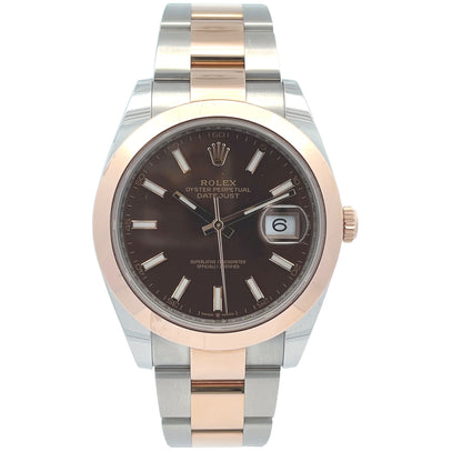 Rolex Datejust 41mm 18k Rose Gold Stainless Steel Chocolate Dial 126301 - Beverly Hills Watch Company