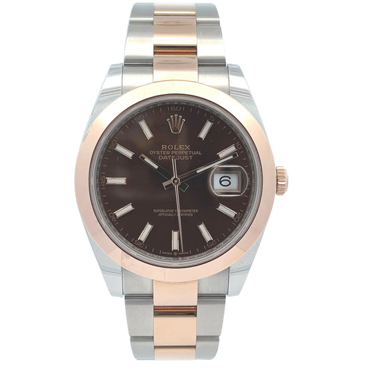 Rolex Datejust 41mm 18k Rose Gold Stainless Steel Chocolate Dial 126301 - Beverly Hills Watch Company