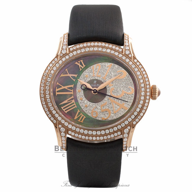 Audemars Piguet Millenary 40MM Automatic 18k Rose Gold Diamond Bezel And Case Black Mother of Pearl Diamond Dial 77303OR.ZZ.D009SU.01 MY6NHR - Beverly Hills Watch Company Watch Store