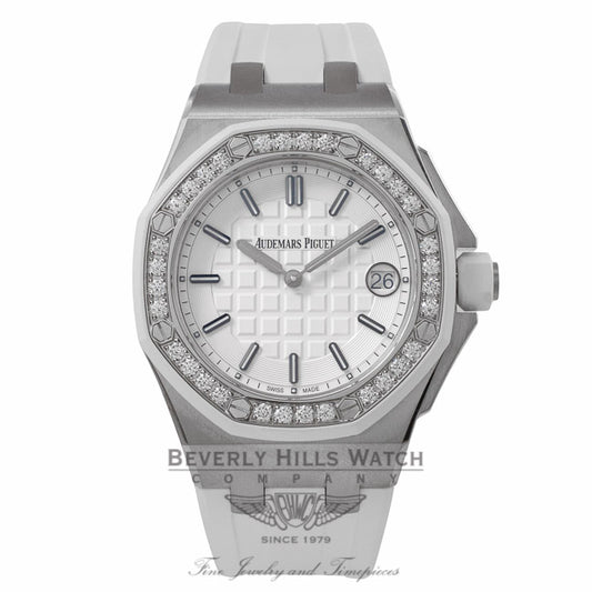 Audemars Piguet Offshore Lady Diamond Bezel Stainless Steel White Rubber Strap 67540SK.ZZ.A010CA.01 T0WRXE - Beverly Hills Watch Company Watch Store