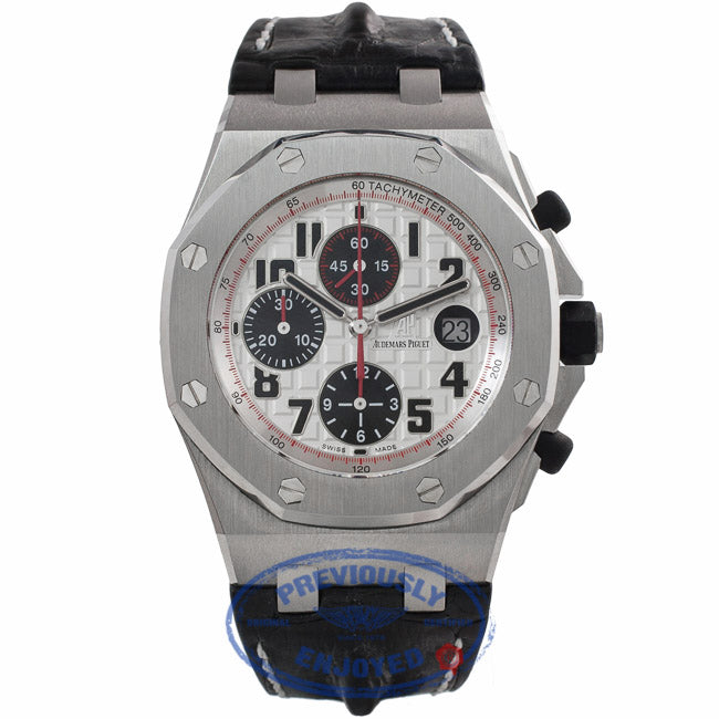 Audemars Piguet Royal Oak Offshore Panda Chronograph 44mm Stainless Steel Hornback Crocodile Leather Strap 26170ST.OO.D101CR.02 6DZP4H - Beverly Hills Watch Store
