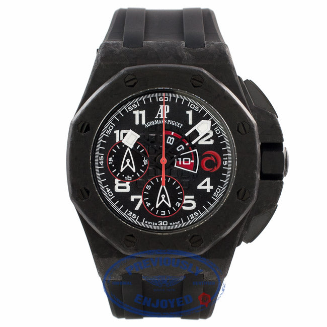 Audemars Piguet Watches Royal Oak Offshore Chronograph 44mm Special Editions CARBON ALINGHI Automatic Black Rubber Strap 26062.OO.A002CA.01 PT7NKF - Beverly Hills Watch Company Watch Store
