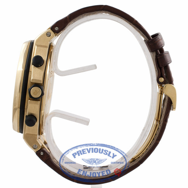 Audemars Piguet Royal Oak Offshore L.E. Arnold Shwar. 18k Yellow Gold Brown Dial Brown Alligator Strap 26007BA.OO.D088CR K7DE0H - Beverly Hills Watch Company Watch Store