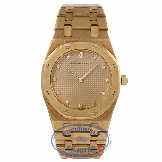 Audemars Piguet Royal Oak Ladies 18k Yellow Gold Champagne Diamond Dial ENEKER - Beverly Hills Watch Company Watch Store