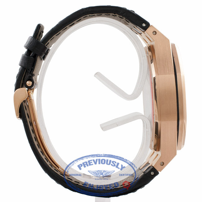 Audemars Piguet Royal Oak Tourbillon Chronograph 18k Rose Gold Black Dial Black Alligator Strap 25977OR.OO.D002CR.01 - Beverly Hills Watch Store