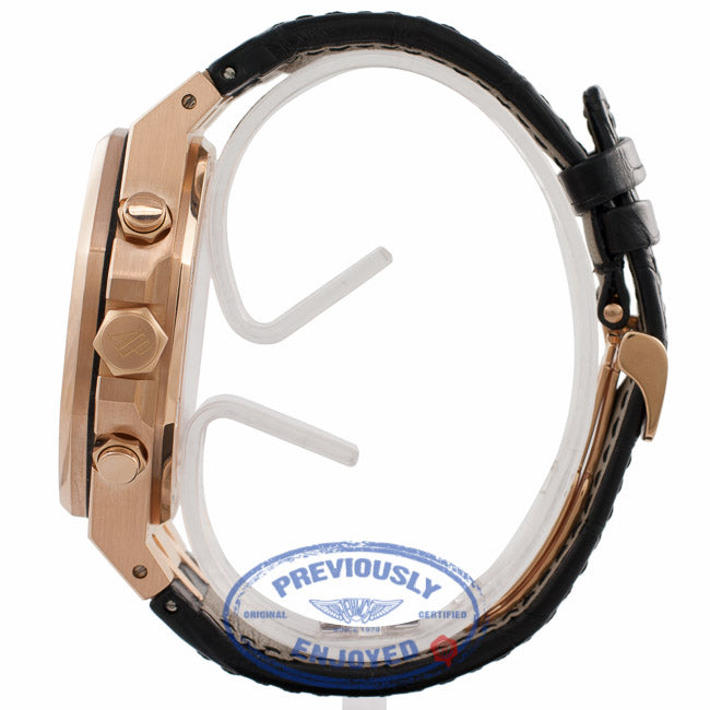 Audemars Piguet Royal Oak Tourbillon Chronograph 18k Rose Gold Black Dial Black Alligator Strap 25977OR.OO.D002CR.01 - Beverly Hills Watch Store