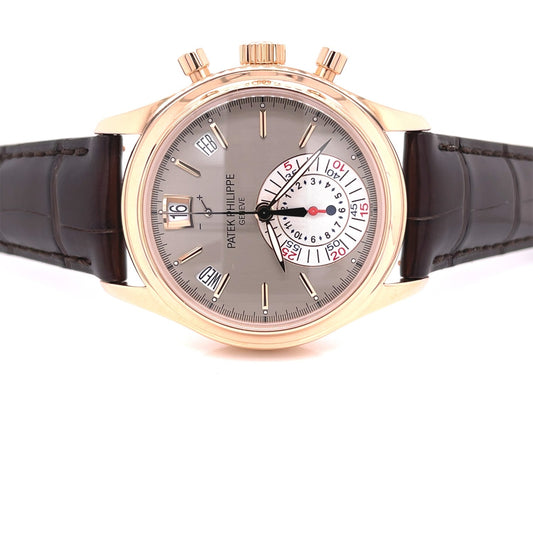 Patek Philippe Rose Gold Case Annual Calendar Chronograph Slate Dial 40.5mm 5960R-001 - Beverly hills Watch Company