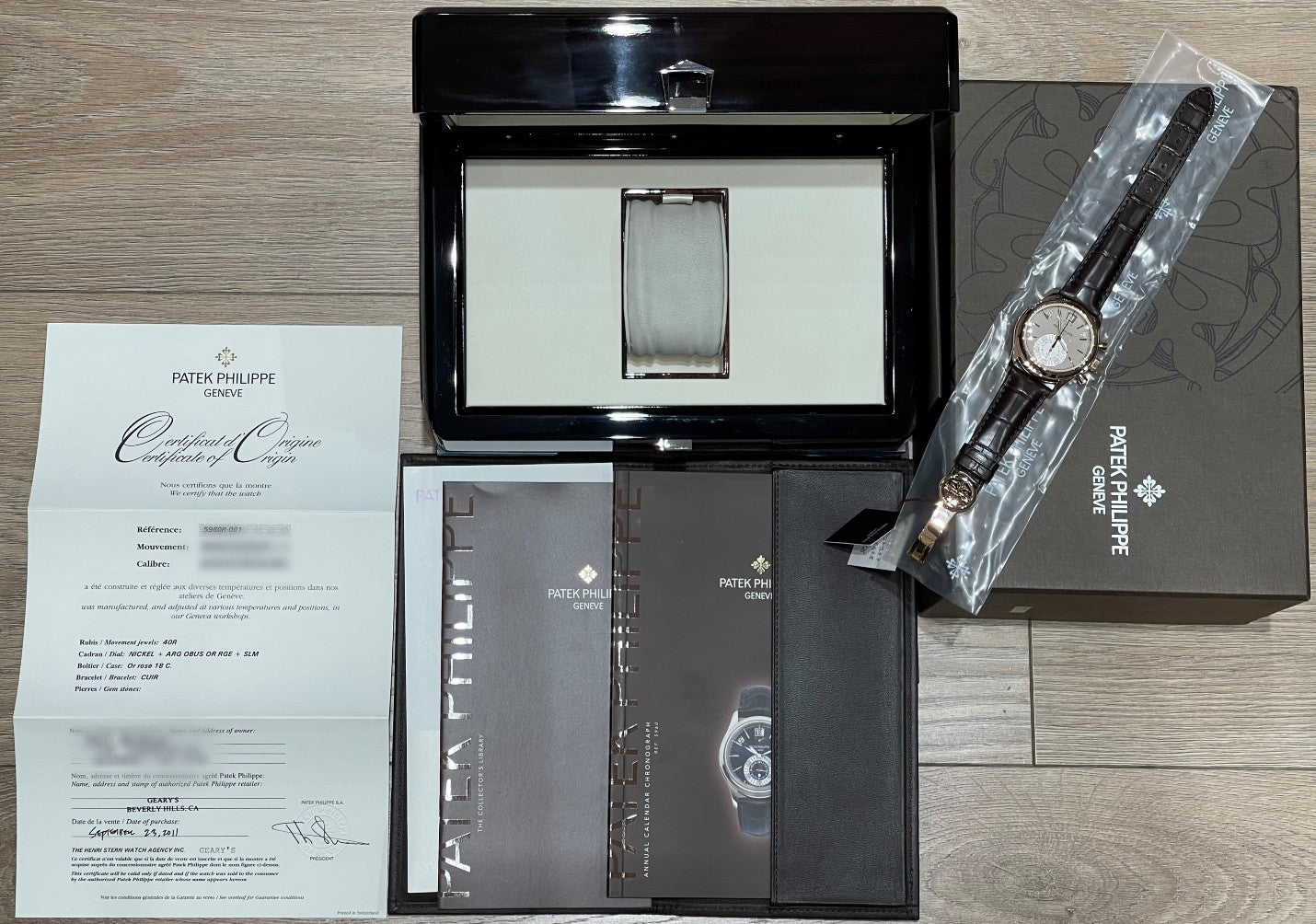 Patek Philippe Rose Gold Case Annual Calendar Chronograph Slate Dial 40.5mm 5960R-001 - Beverly hills Watch Company