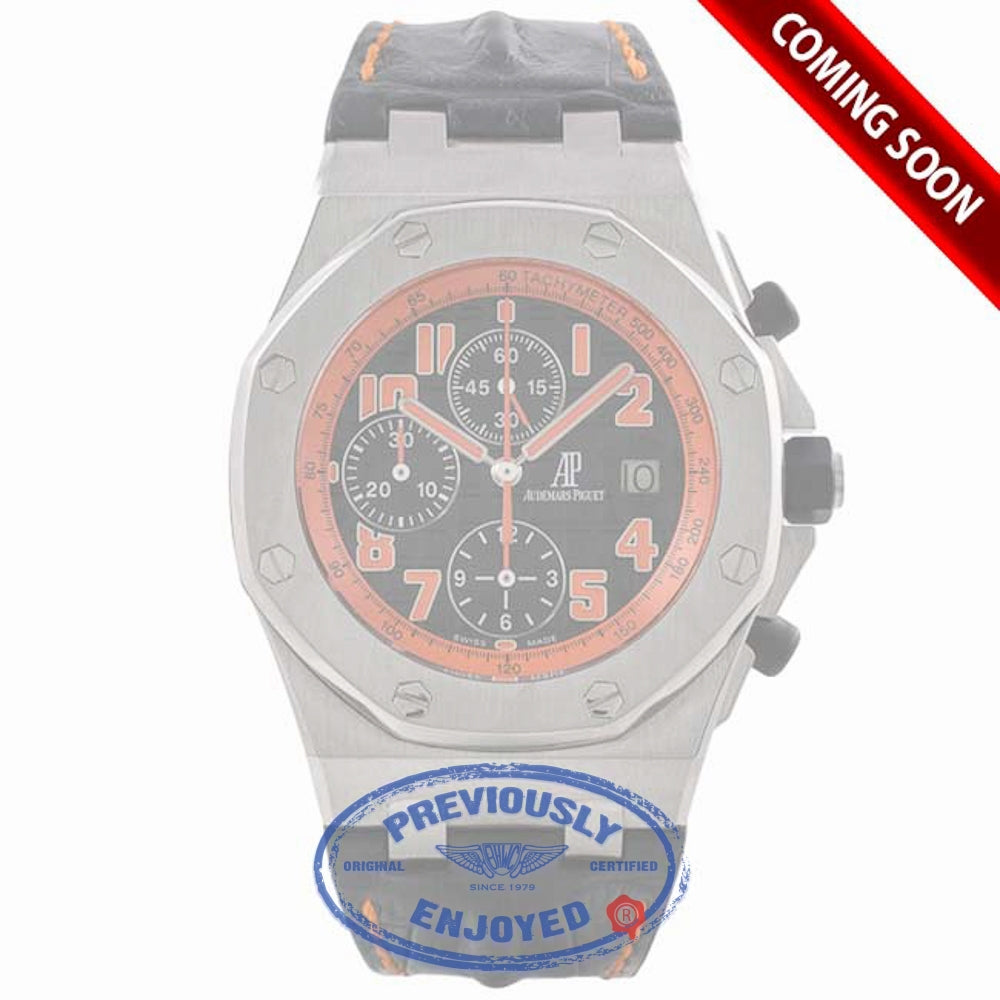 Audemars Piguet Royal Oak Offshore Chronograph Volcano 42MM Stainless Steel Black Dial Alligator Strap 26170ST.OO.D101CR.01 JYH743 - Beverly Hills Watch Company