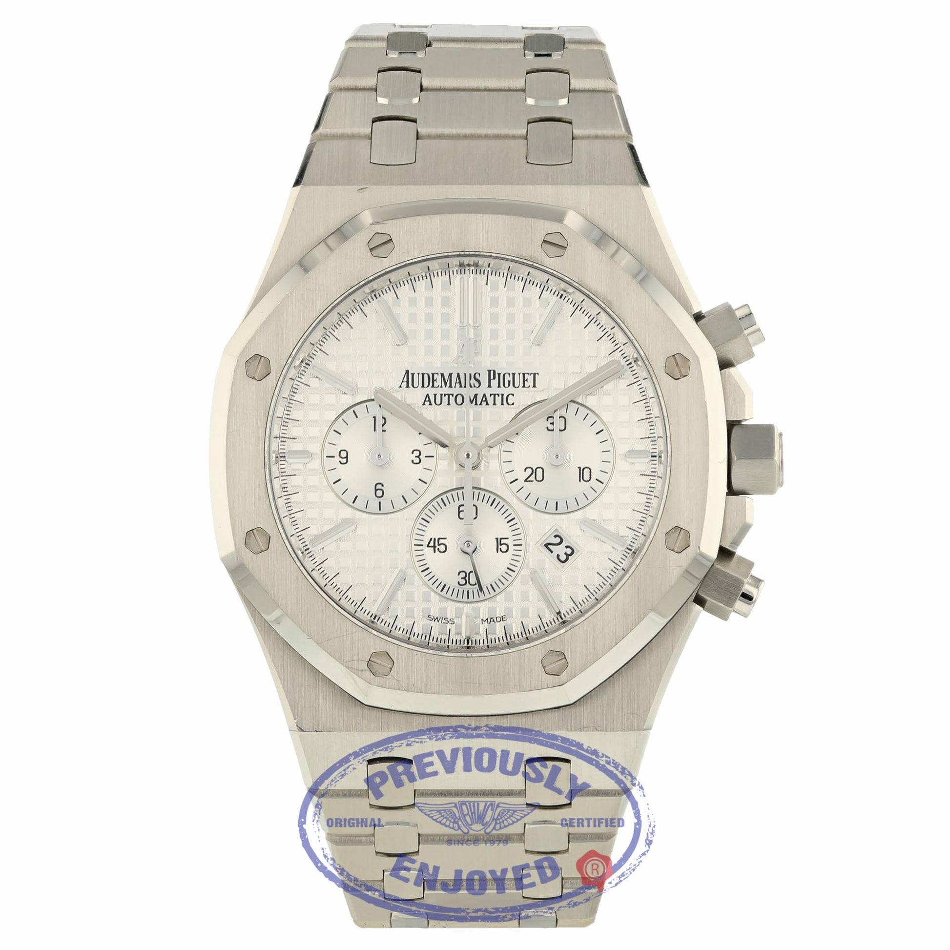 Audemars Piguet Royal Oak 41mm Chronograph Silver Dial Stainless Steel 26320ST.OO.1220ST.02 5Y4QAU - Beverly Hills Watch Company