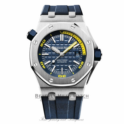 Audemars Piguet 42mm Royal Oak Offshore Diver Blue Dial 15710ST.OO.A027CA.01 7H8Q3Q - Beverly Hills Watch