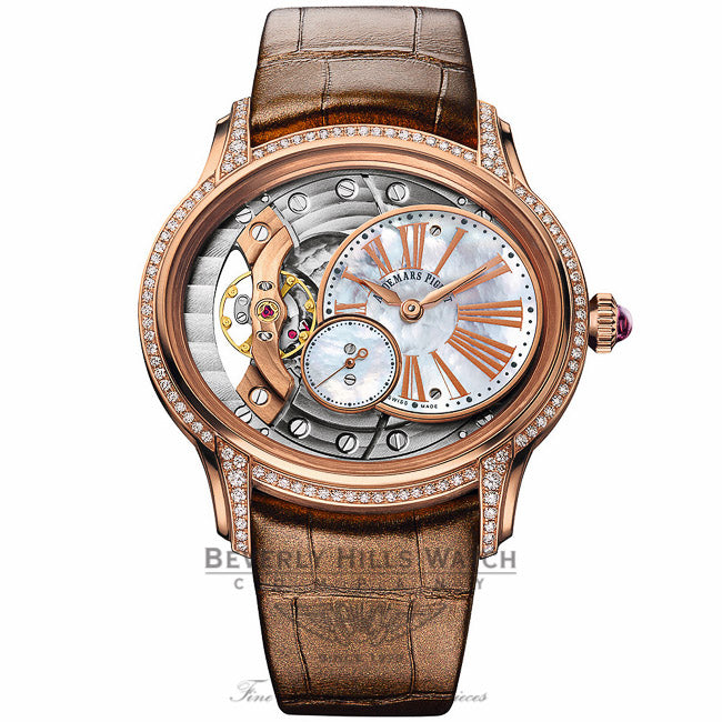 Audemars Piguet Millenary White Mother Of Pearl Dial Ladies 18 Carat Pink Gold  77247OR.ZZ.A812CR.01 - Beverly Hills Watch Company