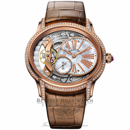 Audemars Piguet Millenary White Mother Of Pearl Dial Ladies 18 Carat Pink Gold  77247OR.ZZ.A812CR.01 - Beverly Hills Watch Company