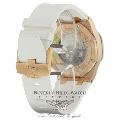 Audemars Piguet Offshore 44mm Rose Gold White Dial White Rubber Strap Summer Edition 26408OR.OO.A010CA.01 1L7312 - Beverly Hills Watch