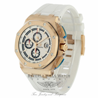 Audemars Piguet Offshore 44mm Rose Gold White Dial White Rubber Strap Summer Edition 26408OR.OO.A010CA.01 1L7312 - Beverly Hills Watch