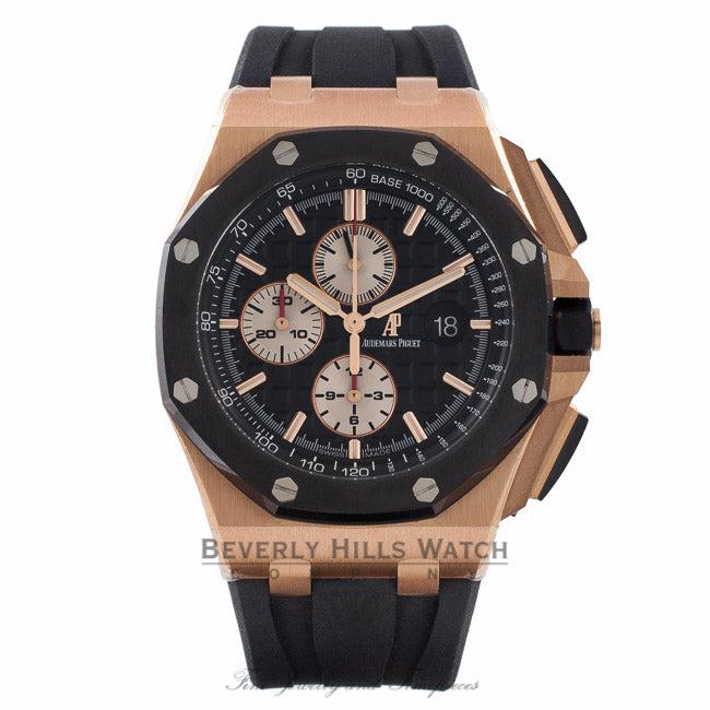 Audemars Piguet Royal Oak Offshore Rose Gold Black Dial Ceramic Bezel 26401RO.OO.A002CA.01 P6JEVV - Beverly Hills Watch Company