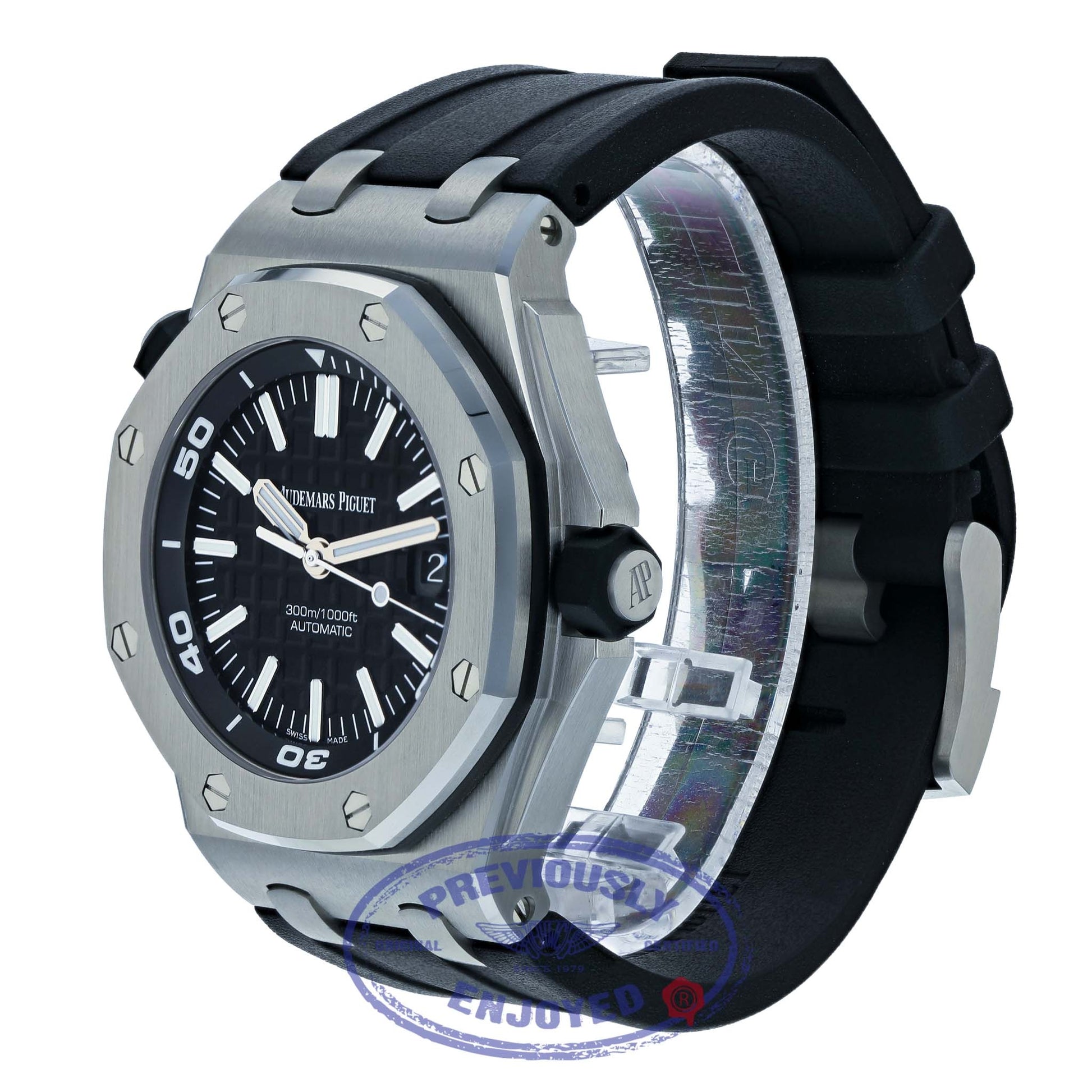 Audemars Piguet 42mm Royal Oak Offshore Diver Black Dial 15710ST.OO.A002CA.01 5P8Z8C - Beverly Hills Watch Company