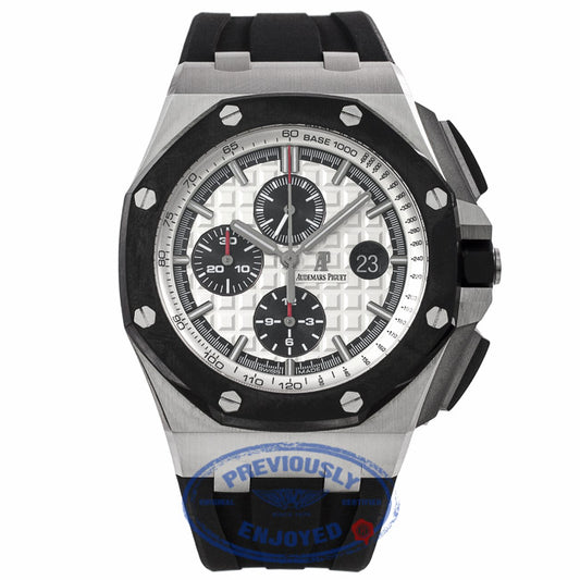 Audemars Piguet Royal Oak Offshore Stainless Steel Black Chronograph Ceramic Bezel White Dial 26400SO.A002CA.01 XCWMVV - Beverly Hills Watch Company Watch Store