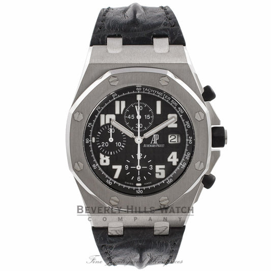 Audemars Piguet Offshore Themes Classic Black Dial Black Alligator Strap 26020ST.OO.D101CR.01 A9JTYR  - Beverly Hills Watch Company Watch Store