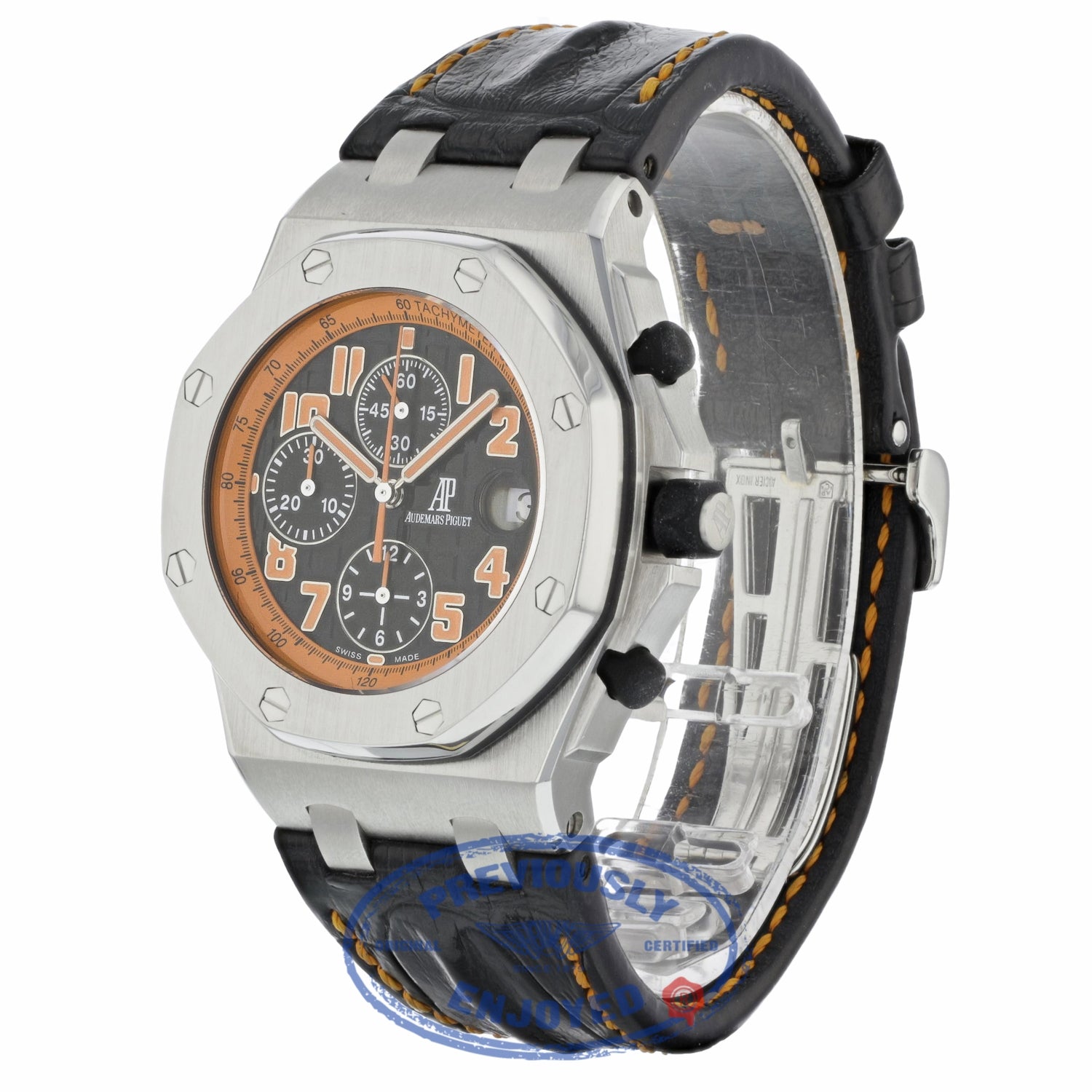 Audemars Piguet Royal Oak Offshore Chronograph Volcano 42MM Stainless Steel Black Dial Alligator Strap 26170ST.OO.D101CR.01 JYH743 - Beverly Hills Watch Company