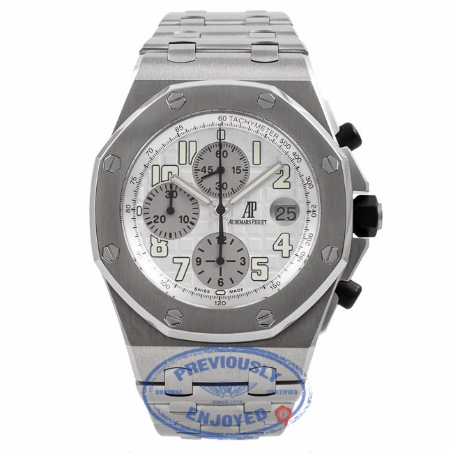 Audemars Piguet Royal Oak Offshore Stainless Steel Bracelet 44mm White Dial Chronograph Watch 26020ST.OO.D001IN.02.A XNI3CP - Beverly Hills Watch Company  Watch Store