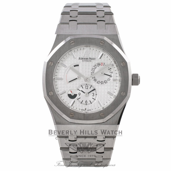 Audemars Piguet Royal Oak Dual Time Power Reserve 39MM Stainless Steel Silver Dial 26120ST.OO.1220ST.01 QJXVTC - Beverly Hills Watch Company Watch Store