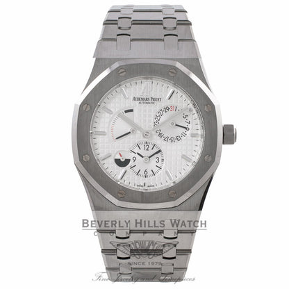 Audemars Piguet Royal Oak Dual Time Power Reserve 39MM Stainless Steel Silver Dial 26120ST.OO.1220ST.01 QJXVTC - Beverly Hills Watch Company Watch Store