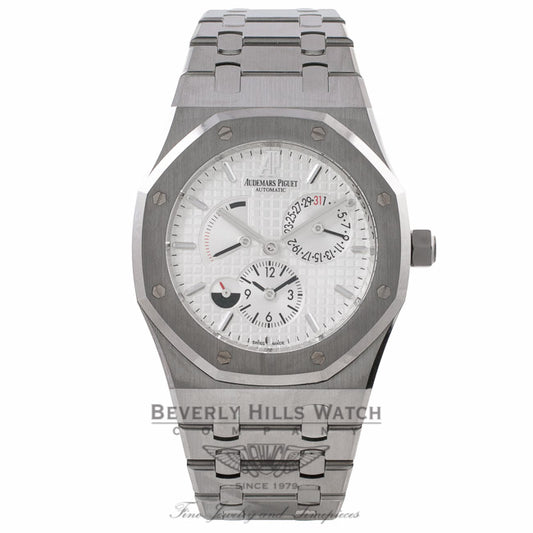 Audemars Piguet Royal Oak Dual Time Power Reserve 39MM Stainless Steel Silver Dial 26120ST.OO.1220ST.01 QJXVTC - Beverly Hills Watch Company Watch Store