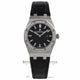 Audemars Piguet Royal Oak 33MM Ladies Stainless Steel Diamond Bezel Black Dial Alligator Strap 67651ST.ZZ.D002CR.01  X1RWK2 - Beverly Hills Watch Company Watch Store