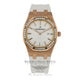 Audemars Piguet Royal Oak 33MM Ladies Rose Gold Diamond Bezel Rubber Strap 67651OR.ZZ.D010CA.01 - Beverly Hills Watch Company Watch Store