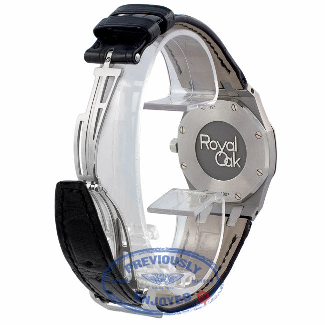 Audemars Piguet Royal Oak 33MM Ladies Stainless Steel Diamond Bezel Black Dial Alligator Strap 67651ST.ZZ.D002CR.01 QZHR2V - Beverly Hills Watch Company