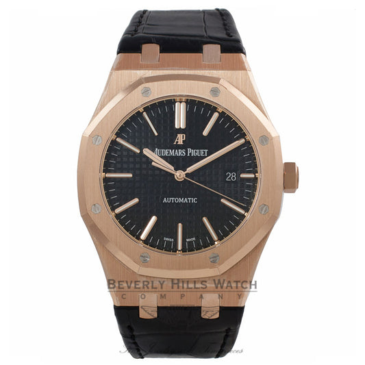 Audemars Piguet Royal Oak 37mm Rose Gold Black Dial 15450OR.OO.D002CR.01 1KPV2A - Beverly Hills Watch Company