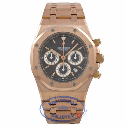Audemars Piguet Royal Oak 39MM Chronograph Slate Dial Rose Gold Bracelet 25960OR.1185OR.03 3YF9CA - Beverly Hills Watch Company Watch Store